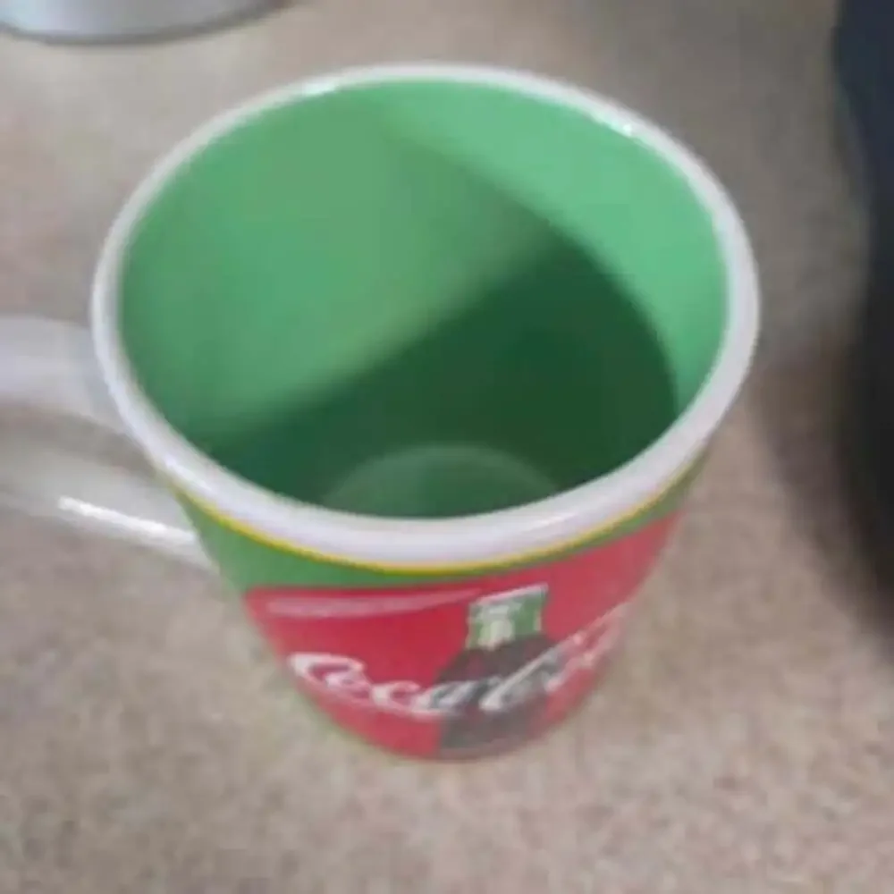 Coca-Cola Coffee Mug Green Red Ceramic 12 Oz - Used
